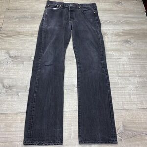 Levis 501 Jeans Mens 34x36 Gray Charcoal Wash Denim Button Fly Straight Leg
